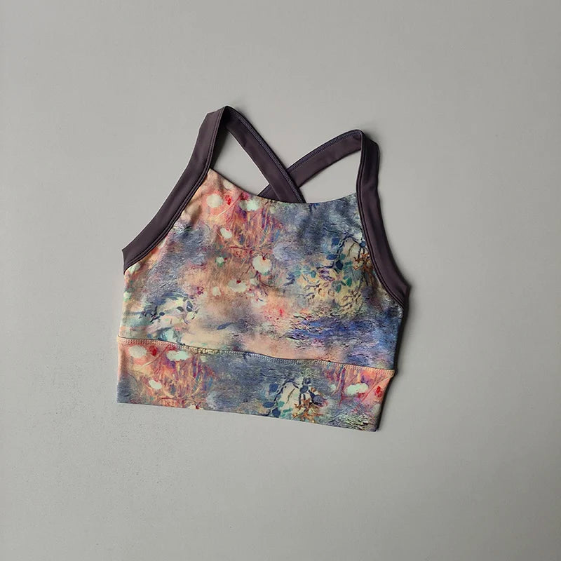 Sportondergoed Schokbestendig hardloopfitnessbeha met hoge intensiteit Cup uit één stuk Gedrukt yogapak met zijborst Sexy pak